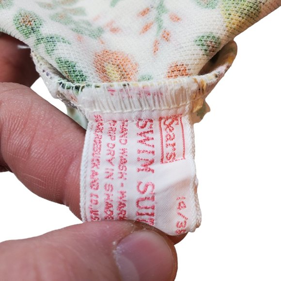 VTG 60s/70s Sears Skirted Swimsuit Womens 14/36 Spaghetti-Strap One-Piece Floral - Picture 7 of 7